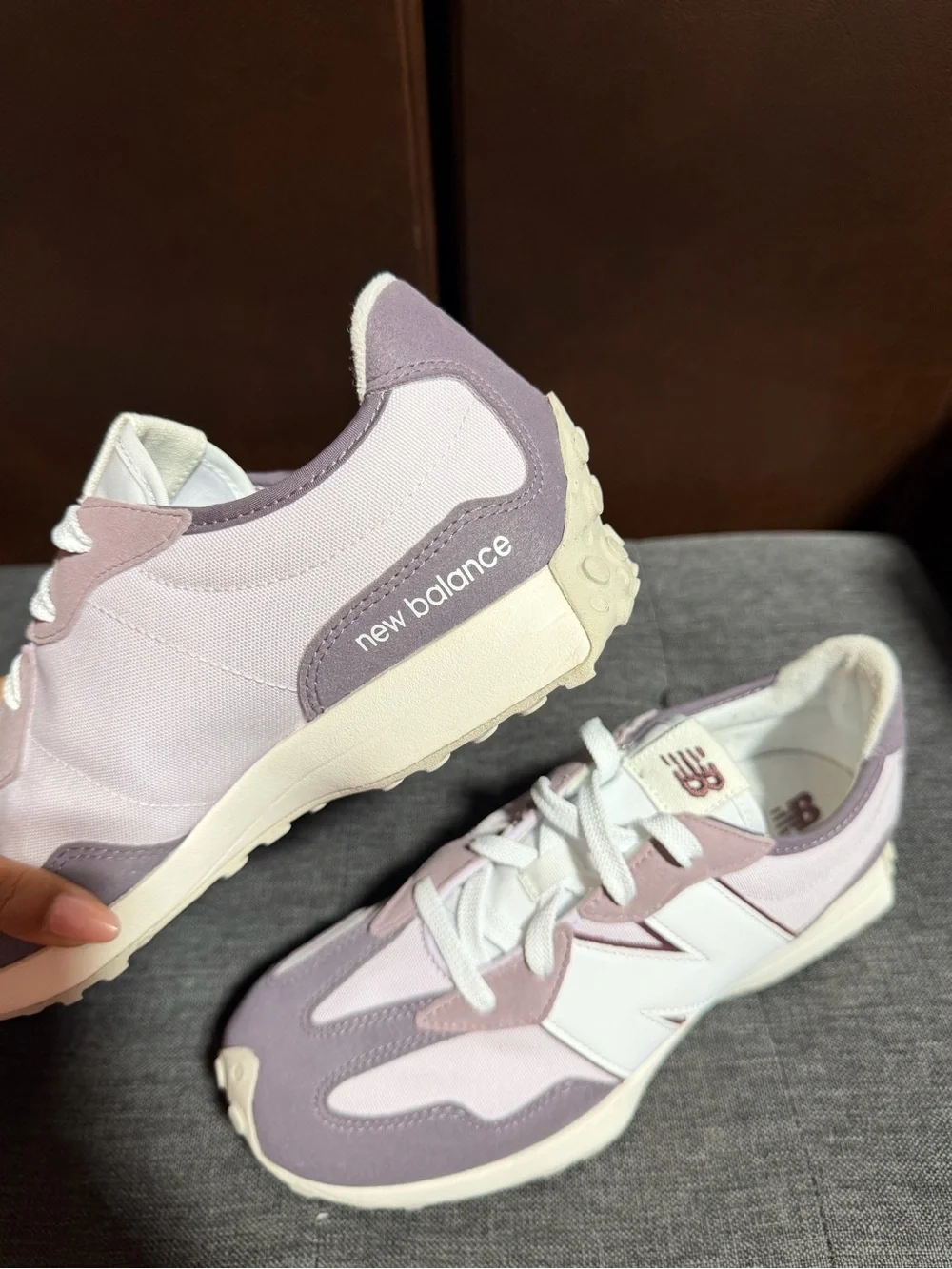 New Balance 327 Lavender Purple White Chunky Running Shoes Women's size 7